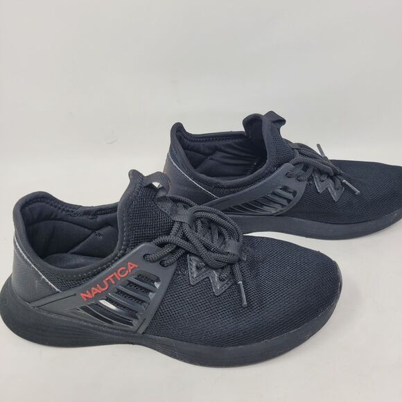 Nautica Little Boys Girls UnisexOutline Saga Sneakers Black- Red Athletic Size 3 - Picture 2 of 7